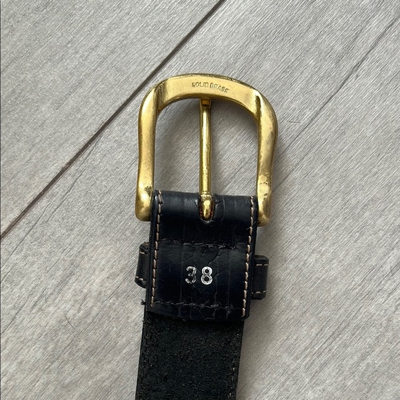 BOSTON LEATHER Brown textured Leather Belt Gold Buckle, size 38 - Picture 7 of 7